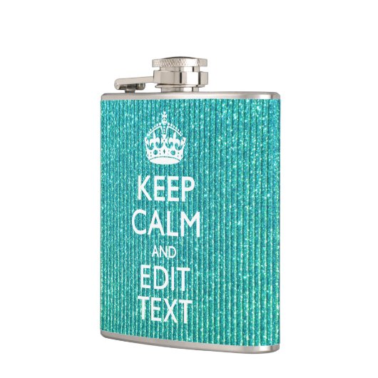 Houd Calm Persoonlijke Tekst op Turquoise Heupfles (Links)