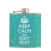 Houd Calm Persoonlijke Tekst op Turquoise Heupfles (Voorkant)