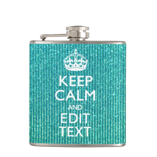 Houd Calm Persoonlijke Tekst op Turquoise Heupfles (Voorkant)