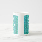 Houd Calm Persoonlijke Tekst op Turquoise Porselein Kop (Voorkant)