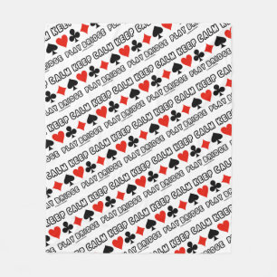 Houd Calm Play Bridge Advice Vier Card Suits Humor Fleece Deken