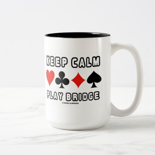 Houd Calm Play Bridge (Vier kaartsleuven) Tweekleurige Koffiemok (Rechts)