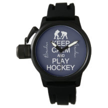 Houd Calm & Play Hockey aangepaste naam horloges