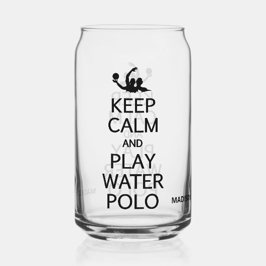 Houd Calm & Play Water Polo aangepaste naam Blikvorm Glas (Voorkant)