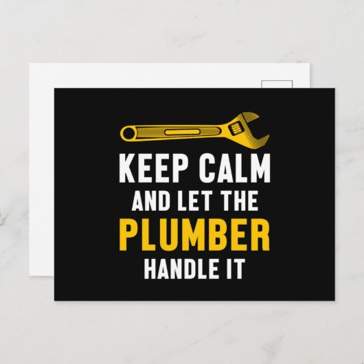 Houd Calm Plumber Handvat het Gebruiksklare Gift v Briefkaart (Voorkant / Achterkant)