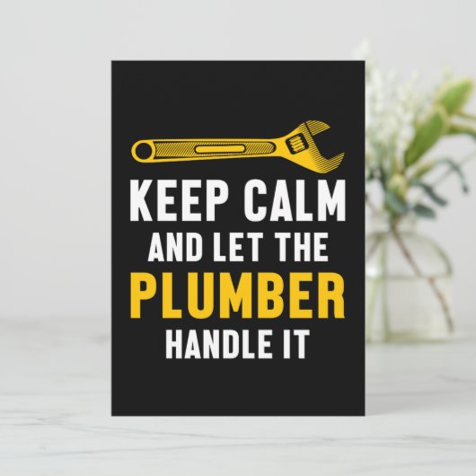 Houd Calm Plumber Handvat het Gebruiksklare Gift v Kaart (Staand voorkant)