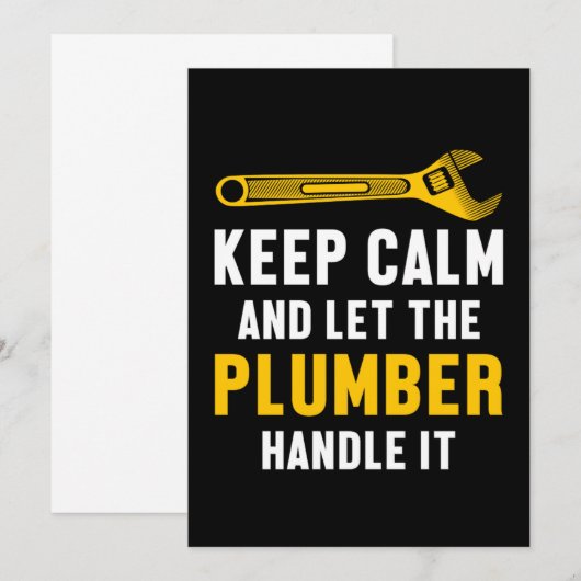 Houd Calm Plumber Handvat het Gebruiksklare Gift v Kaart (Voorkant / Achterkant)