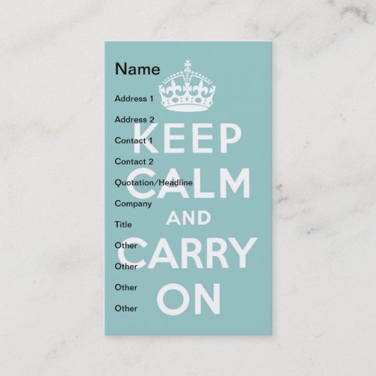 Houd Calm Sky Blue Visitekaartje (Voorkant)
