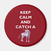 Houd Calm Vangst een Witte Doopvont Unicorn, Retro Magneet (Voorkant)