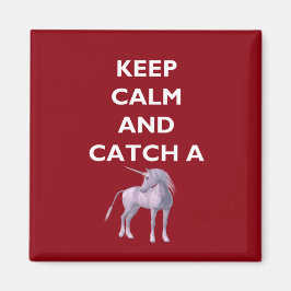 Houd Calm Vangst een Witte Doopvont Unicorn, Retro Magneet