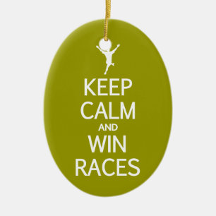 Houd Calm & Win Races aangepaste kleur ornament
