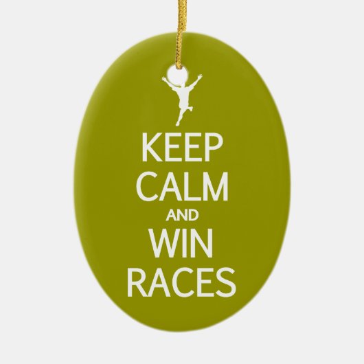 Houd Calm & Win Races aangepaste kleur ornament (Voorkant)