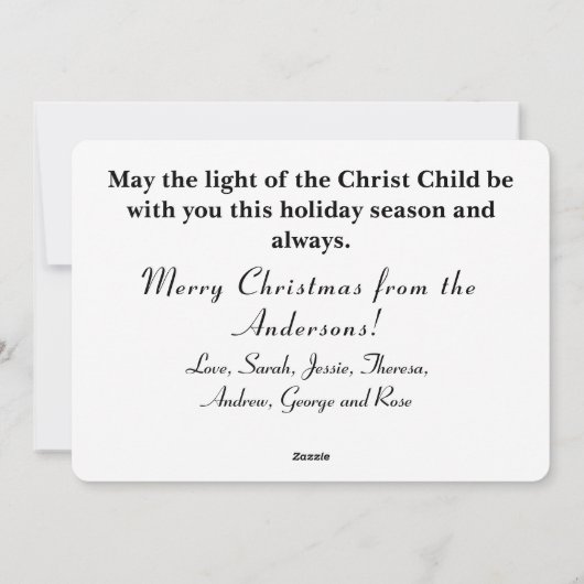 Houd Christus in de Kaart van de Kerstfamilie (Achterkant)