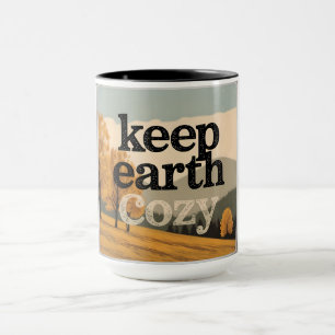 Houd de aarde knus vintage herfst eco duurzaam kun mok