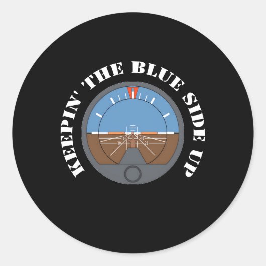 Houd de blauwe kant omhoog piloot en luchtvaart ronde sticker (Voorkant)