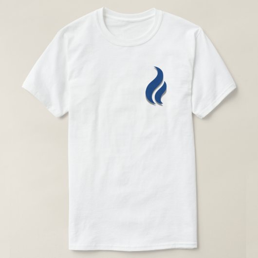 Houd de Blauwe Vlam verlicht T-shirt (Design voorkant)