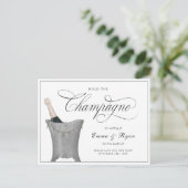 Houd de champagne uitgesteld huwelijk aankondigingskaart (Staand voorkant)