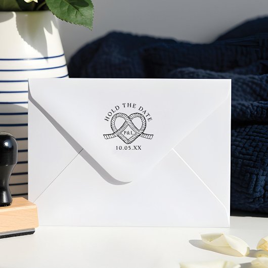 Houd de datum hart touw monogram nautische bruilof rubberstempel