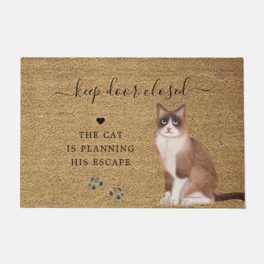 Houd de deur gesloten | Grappige kattenontsnapping Deurmat (Voorkant)