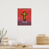 Houd de Faith Wooden Cross Hope en Inspiration Poster (Keuken)