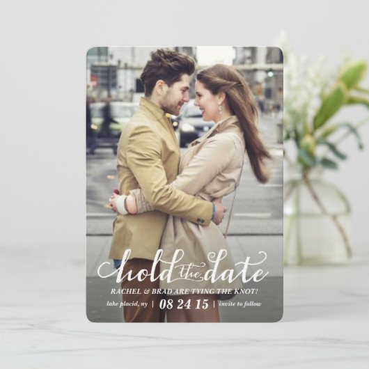 Houd de foto van de Datum sparen de datumkaart Save The Date (Staand voorkant)