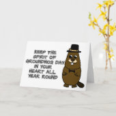 Houd de geest van de Groundhog Dag in uw hart Kaart (Gele Bloem)