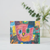 Houd de kunst van kinderen in de gaten feestdagenkaart (Staand voorkant)