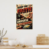 Houd De Moed Universum Luistert Retro SciFi Poster (Keuken)