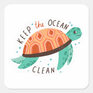 Houd de oceaan schoon vierkante sticker