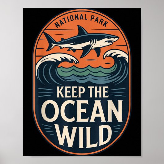 Houd de oceaan wilde nationale parkwitte haai poster (Voorkant)