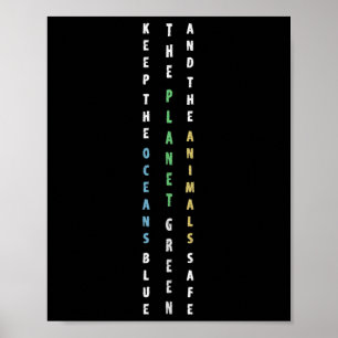 Houd de oceanen blauw milieubeschermingsclaim poster