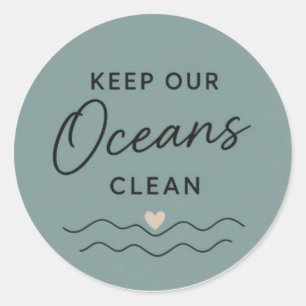 Houd de oceanen schoon ronde sticker