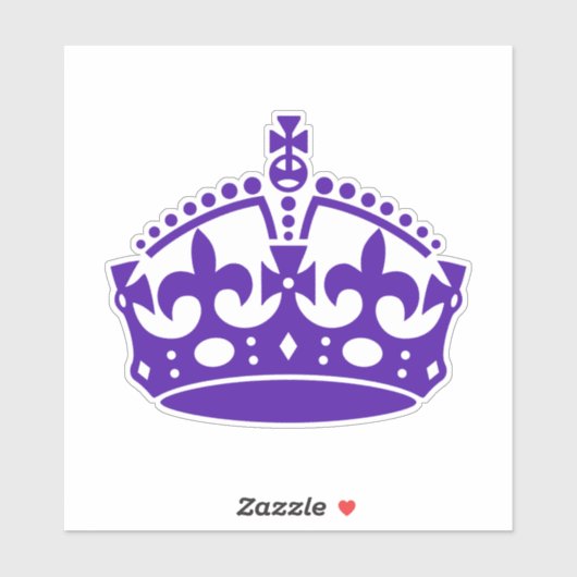 Houd de rustige kroon Paars Sticker (Vel)