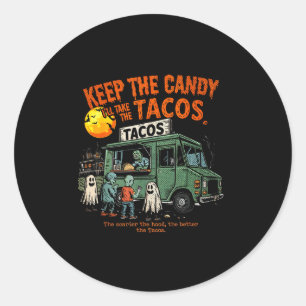 Houd De Snoepjes Ik Neem De Tacos - Halloween Taco Ronde Sticker