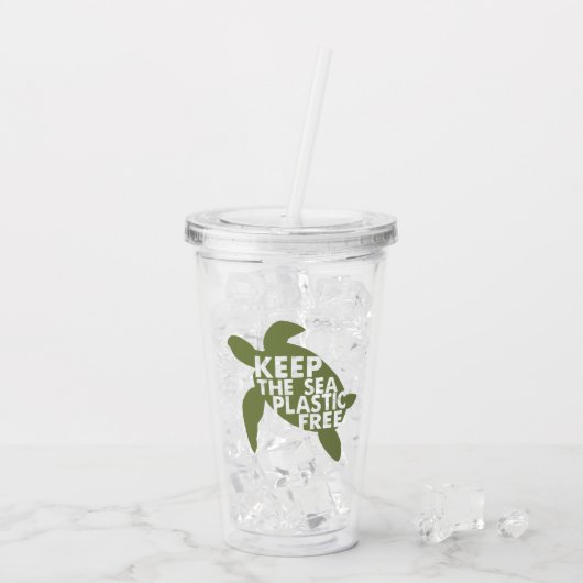 Houd de Zee plastic vrije schildpad Acryl Drinkbeker (Achterkant ijs)