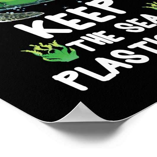 Houd de Zee plastic vrije schildpad op aarde Poster (Hoek)