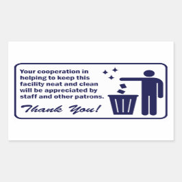 'Houd deze faciliteit schoon' Wasserij Winkel Blau Rechthoekige Sticker