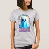 Houd die geest omhoog Groovy Spooky Flower Ghost T-shirt (Voorkant)