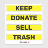 Houd Donate Sell Trash Simple Konmari Sticker (Vel)