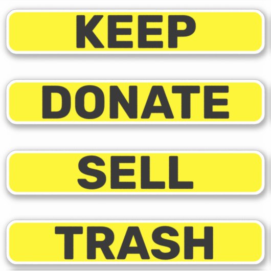 Houd Donate Sell Trash Simple Konmari Sticker (Voorkant)