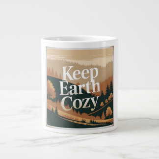 Houd Earth Cozy Retro Natuur Adventure Eco Art Grote Koffiekop