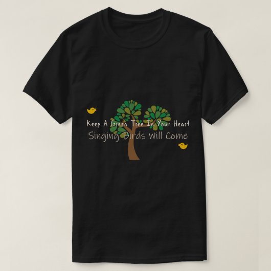 houd een groene boom in je hart en zingende vogels t-shirt (Design voorkant)