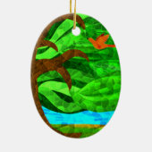 Houd een groene boom in uw hartversiering keramisch ornament (Achterkant)