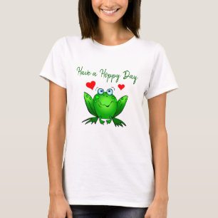 Houd een Hoppy Dag Kiekeboe Groene Kikker met Hart T-shirt
