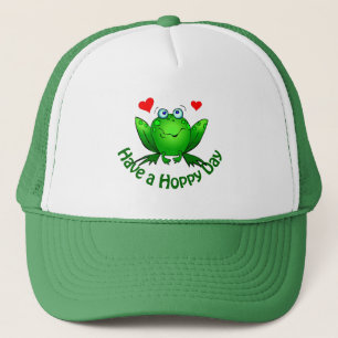 Houd een Hoppy Dag Kiekeboe Groene Kikker met Hart Trucker Pet