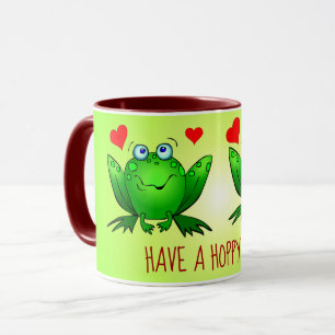 Houd een Hoppy Dag Leuk Cute Cartoon Kikkers Hartj Mok