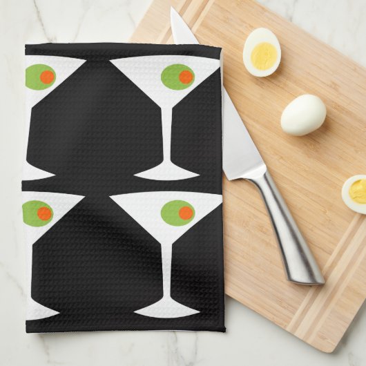 Houd 'Em Coming Martini Kitchen Towel (zwart) Theedoek (Quarter Fold)