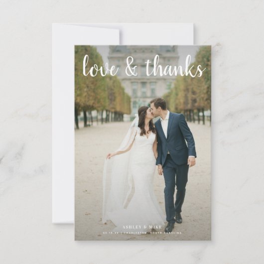 HOUD EN BEDANKT | 2 Foto zwart-wit bruiloft dan (Voorkant)