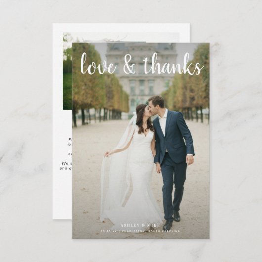 HOUD EN BEDANKT | 2 Foto zwart-wit bruiloft dan (Voorkant / Achterkant)