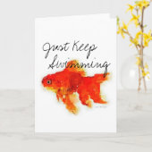 "Houd enkel zwemmend" het Wenskaart van de Goudvis Kaart (Gele Bloem)